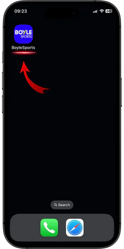 Application on the screen Boylesport